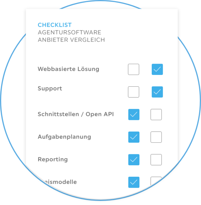 Checklist Agentursoftware Vergleich